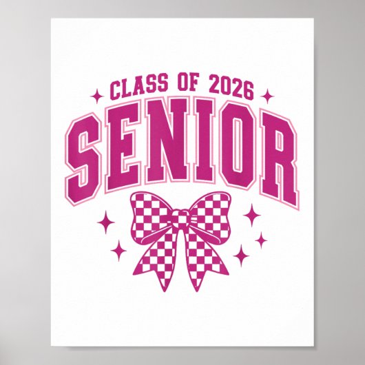 Cl van 2026 Senior 2026 Roze Coquette Bow Graduati Poster (Voorkant)