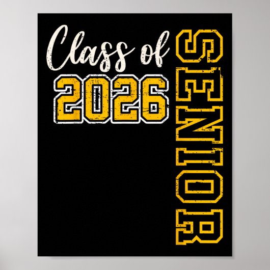 CL van 2026 Senior 26 High School Afstuderen Zwart Poster (Voorkant)