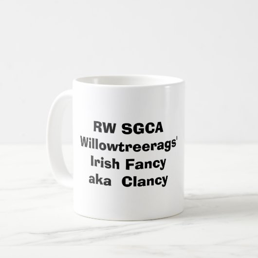 cla1, RW SGCAWillowtreerags'Irish Fancyaka Clancy Koffiemok (Voorkant links)