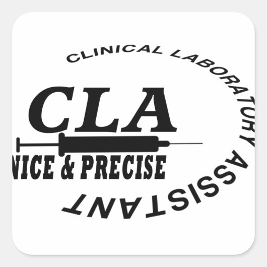 CLA SLOGAN - NICE EN PRECISE! LABORATORIUM VIERKANTE STICKER (Voorkant)