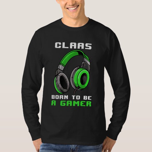 Claas geboren als gamer op maat t-shirt (Voorkant)