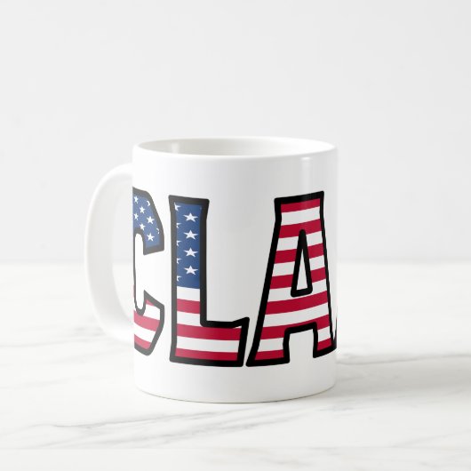 Claas Name Vorname USA styled Tasse Kaffeetasse Koffiemok (Voorkant links)