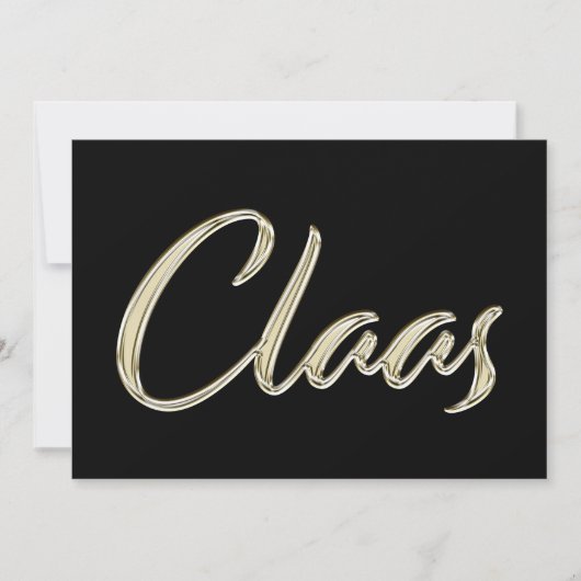Claas Name white gold Handwriting Karte Kaart (Voorkant)