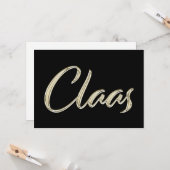 Claas Name white gold Handwriting Karte Kaart (Voorkant / Achterkant in situ)