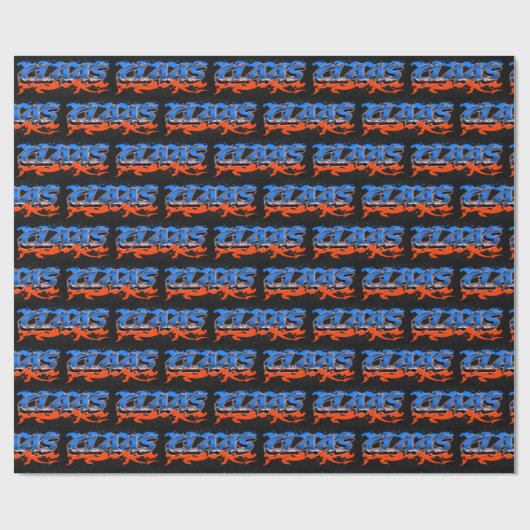 Claas Vorname Name Graffiti blue orange Cadeaupapier (Vlak)