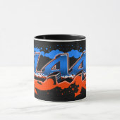 Claas Vorname Name Graffiti blue orange Tasse Mok (Midden)
