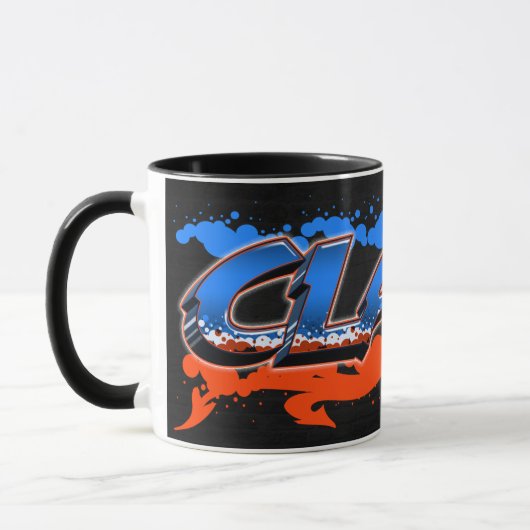 Claas Vorname Name Graffiti blue orange Tasse Mok (Links)