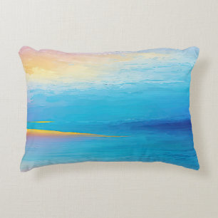 "Clachanray" Breed Roze en Blauw Landschap Zeegezi Accent Kussen