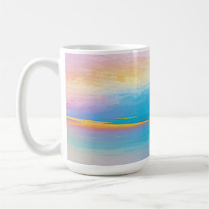 "Clachanray" Breed Roze en Blauw Landschap Zeegezi Koffiemok