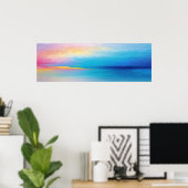 "Clachanray" Breed Roze en Blauw Landschap Zeegezi Poster (Thuiskantoor)