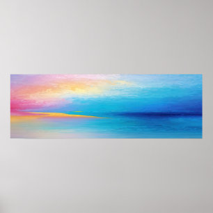 "Clachanray" Breed Roze en Blauw Landschap Zeegezi Poster