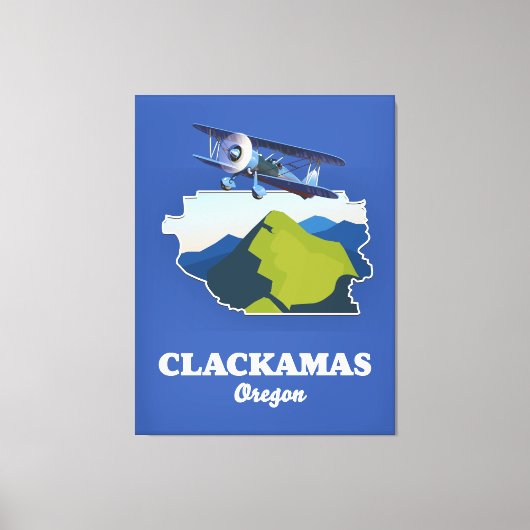 Clackamas Oregon USA-kaart Canvas Afdruk (Voorkant)
