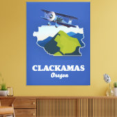 Clackamas Oregon USA-kaart Canvas Afdruk (Insitu (Woonkamer))