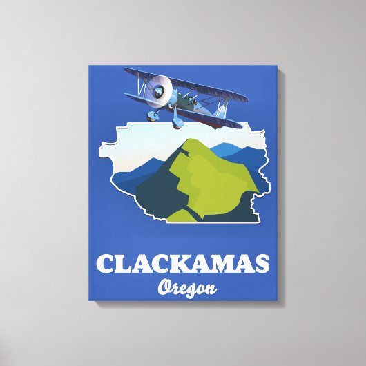 Clackamas Oregon USA kaart Canvas Afdruk (Voorkant)