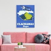 Clackamas Oregon USA kaart Canvas Afdruk (Insitu (Woonkamer))