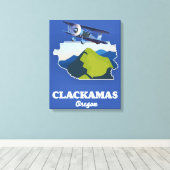 Clackamas Oregon USA kaart Canvas Afdruk (Insitu (Houten vloer))