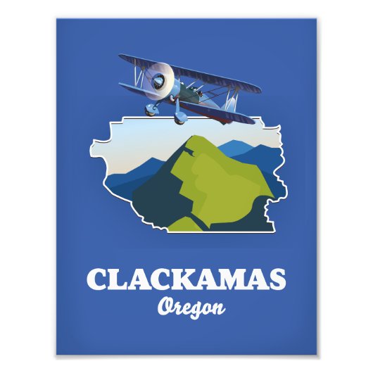 Clackamas Oregon VS kaart Foto Afdruk (Voorkant)