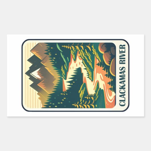 Clackamas River Oregon Kleuren Rechthoekige Sticker (Voorkant)