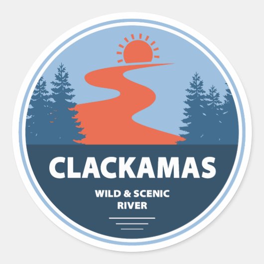 Clackamas Wilde en Schilderachtig rivier Oregon Ronde Sticker (Voorkant)