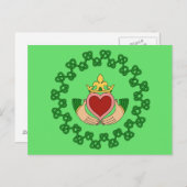 Claddagh en Green Knotwork Briefkaart (Voorkant / Achterkant)