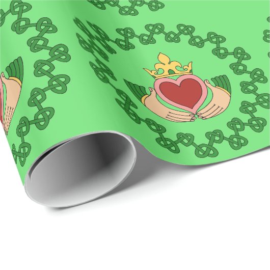 Claddagh en Green Knotwork Cadeaupapier (Rol Hoek)