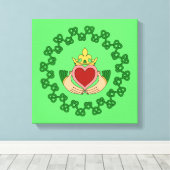 Claddagh en Green Knotwork Canvas Afdruk (Insitu (Houten vloer))