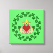 Claddagh en Green Knotwork Canvas Afdruk (Voorkant)