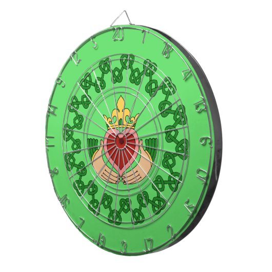 Claddagh en Green Knotwork Dartbord (Voorkant Rechts)