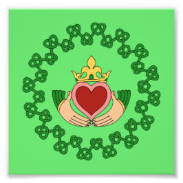 Claddagh en Green Knotwork Foto Afdruk