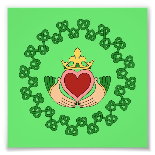 Claddagh en Green Knotwork Foto Afdruk (Voorkant)