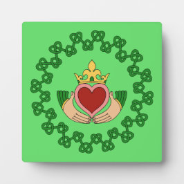 Claddagh en Green Knotwork Fotoplaat