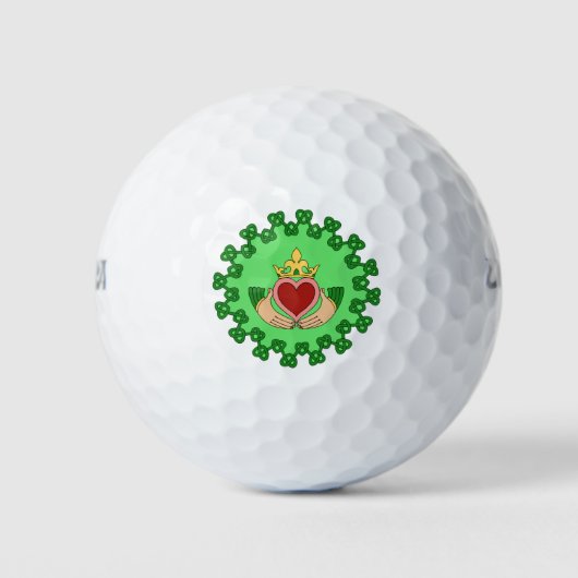 Claddagh en Green Knotwork Golfballen (Voorkant)