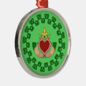 Claddagh en Green Knotwork Metalen Ornament (Rechts)