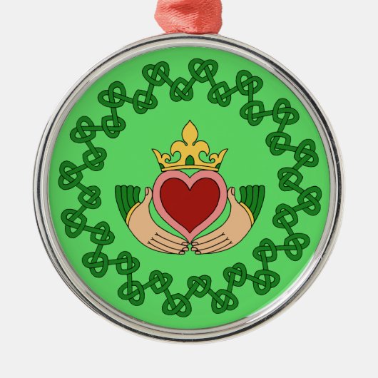 Claddagh en Green Knotwork Metalen Ornament (Voorkant)