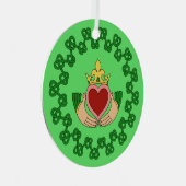 Claddagh en Green Knotwork Metalen Ornament (Voorkant Rechts)