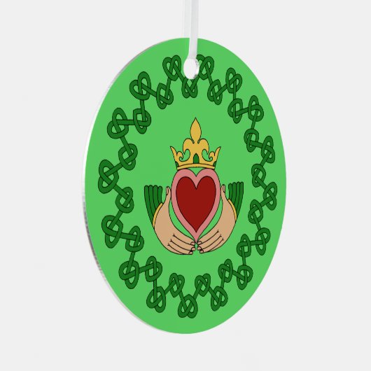 Claddagh en Green Knotwork Metalen Ornament (Voorkant Rechts)