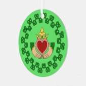Claddagh en Green Knotwork Metalen Ornament (Voorkant links)
