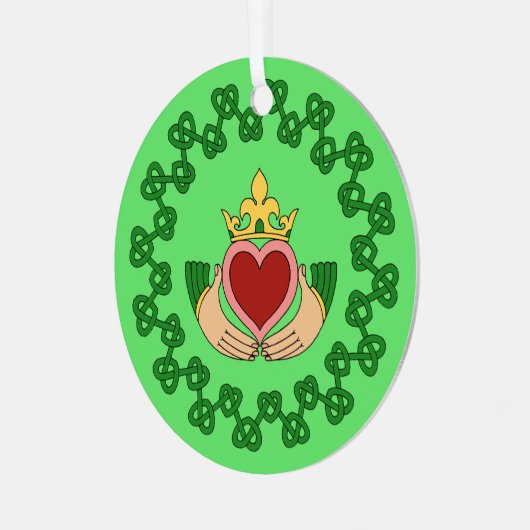 Claddagh en Green Knotwork Metalen Ornament (Voorkant links)