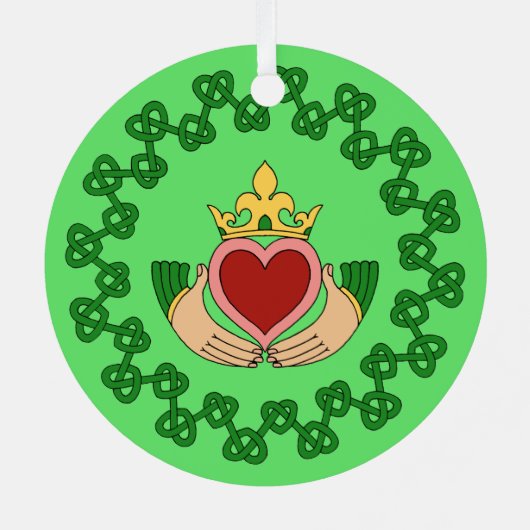 Claddagh en Green Knotwork Metalen Ornament (Achterkant)