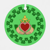 Claddagh en Green Knotwork Metalen Ornament (Voorkant)