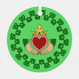 Claddagh en Green Knotwork Metalen Ornament