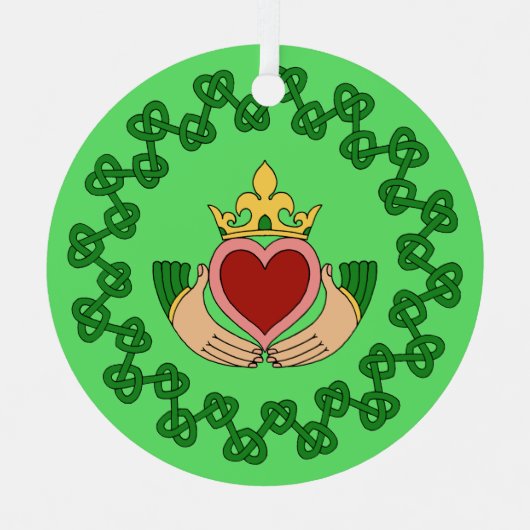 Claddagh en Green Knotwork Metalen Ornament (Voorkant)