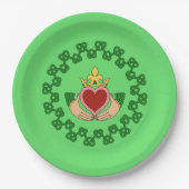 Claddagh en Green Knotwork Papieren Bordje (Voorkant)