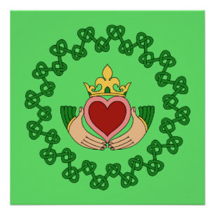 Claddagh en Green Knotwork Perfect Poster