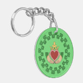 Claddagh en Green Knotwork Sleutelhanger (Voorkant Links)