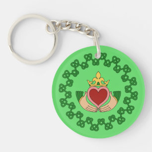 Claddagh en Green Knotwork Sleutelhanger