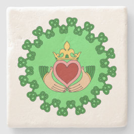 Claddagh en Green Knotwork Stenen Onderzetter