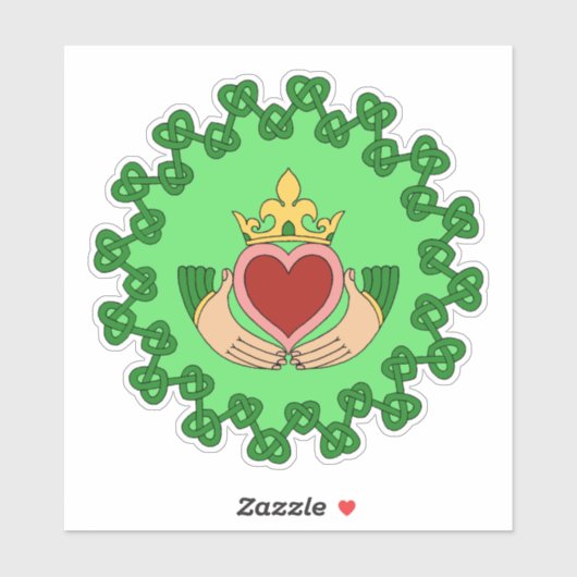 Claddagh en Green Knotwork Sticker (Vel)