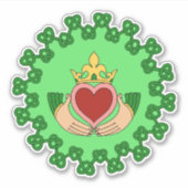 Claddagh en Green Knotwork Sticker (Voorkant)
