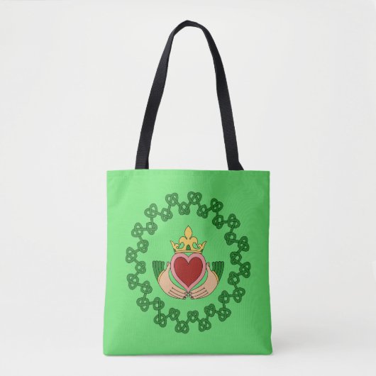 Claddagh en Green Knotwork Tote Bag (Voorkant)
